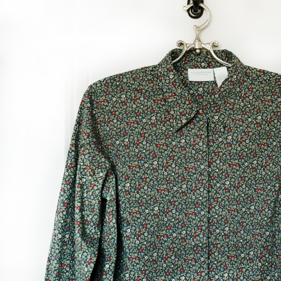 Liz Clairborne Floral Print Long Sleeve Button Down Shirt Size L - Picture 2 of 10